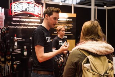 Prospective applicant chatting with a Diageo representative